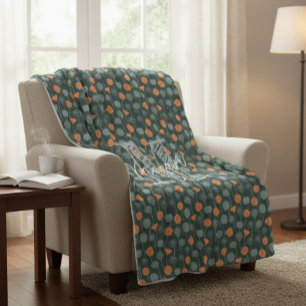 Personalised Monogram Floral Doodle Fleece Blanket