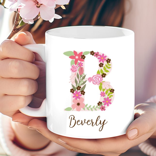 Personalised Monogram Floral Letter B Coffee Mug (Personalized Monogram Floral Letter B Coffee Mug)