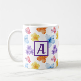 Personalised Monogram Floral Pattern Coffee Mug