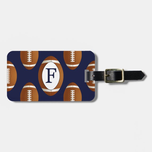 Personalised Monogram Football Balls Sports Luggage Tag (Front Horizontal)