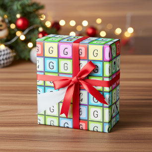 Personalised Monogram Fun, Colourful Kids Birthday Wrapping Paper
