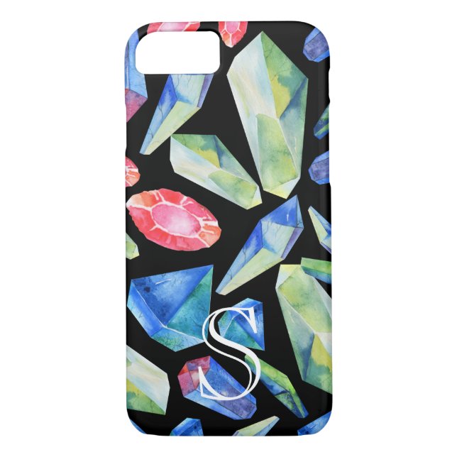 Personalised Monogram Gems Pattern Case-Mate iPhone Case (Back)