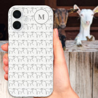 Personalised Monogram Goat Black & White Line Art