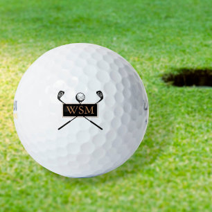Personalised Monogram Gold and Black Golf Balls