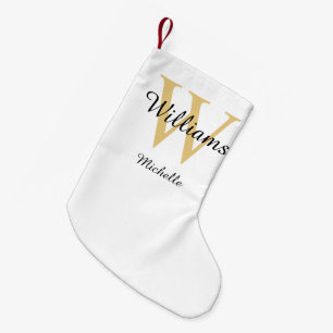 Personalised Monogram Gold Small Christmas Stocking