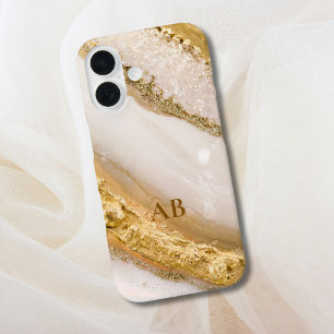 Personalised Monogram Golden Marble iPhone Case