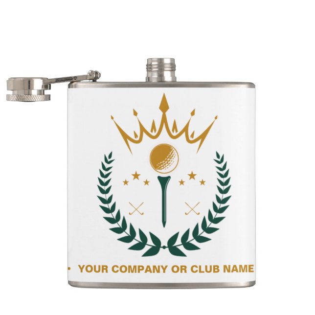 Personalised Monogram Golf Club Name Hip Flask (Opened)