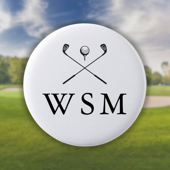 Personalised Monogram Golf Clubs 6 Cm Round Badge (Creator Uploaded)