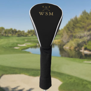 Personalised Monogram Golf Clubs Black And Gold Golf Head Cover