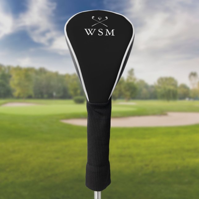 Personalised Monogram Golf Clubs Black And White Head Cover (Creator Uploaded)