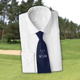 Personalised Monogram Golf Clubs Navy Blue Golf Tie