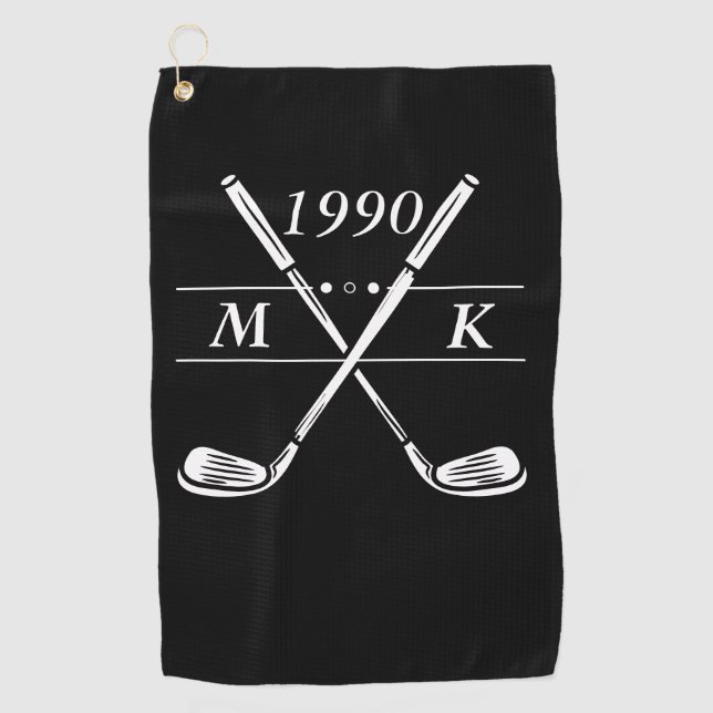 Personalised Monogram Golf Clubs Towel (Front)