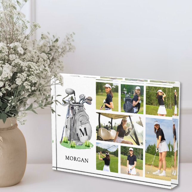 Personalised Monogram Golf Photo Collage Block (Personalized Monogram Golf Photo Collage Block)
