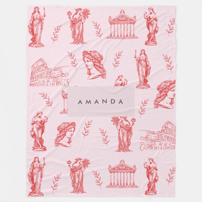 Personalised Monogram Greek Ancient Statue Gifts Fleece Blanket (Front)