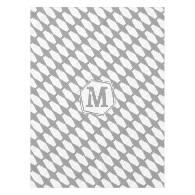 Personalised Monogram Grey Geometric Pattern Tablecloth (Front)