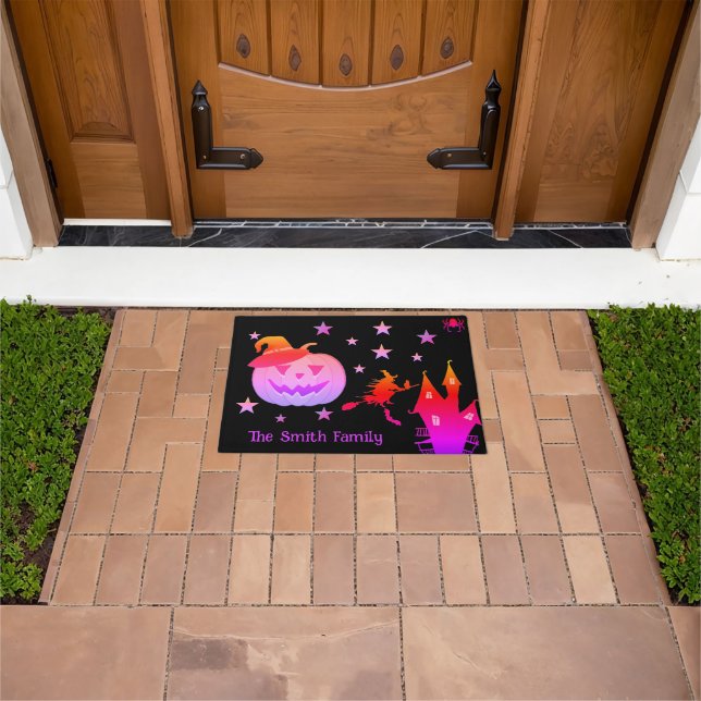 Personalised Monogram Halloween Pumpkin Face Doormat (Outdoor)
