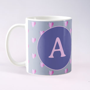 Personalised Monogram Hearts Lilac Coffee Mug