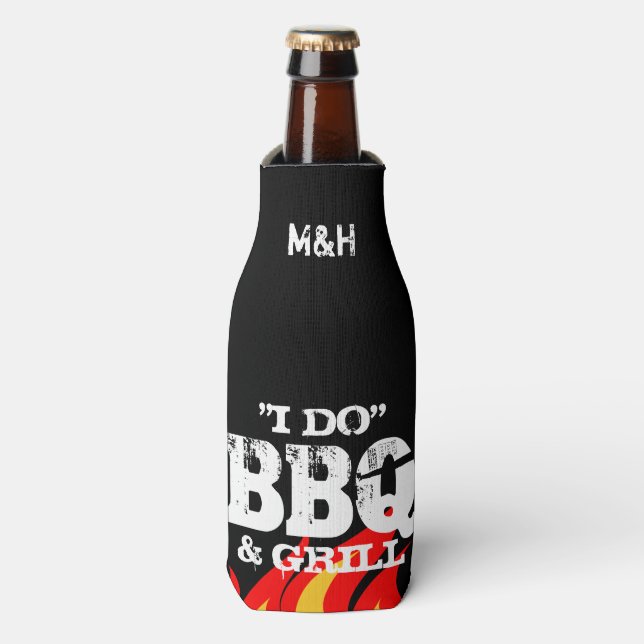Personalised monogram i do BBQ party bottle cooler (Bottle Front)