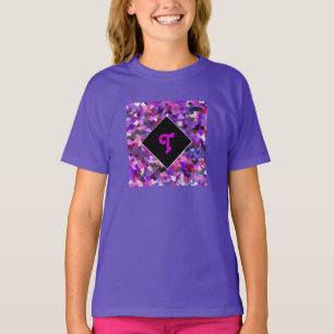 Personalised Monogram Initial Confetti Purple T-Shirt
