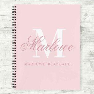 Personalised Monogram Initial Letter Blush Pink Notebook
