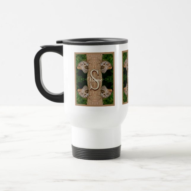 Personalised Monogram Initial Name Butterfly Art Travel Mug (Left)