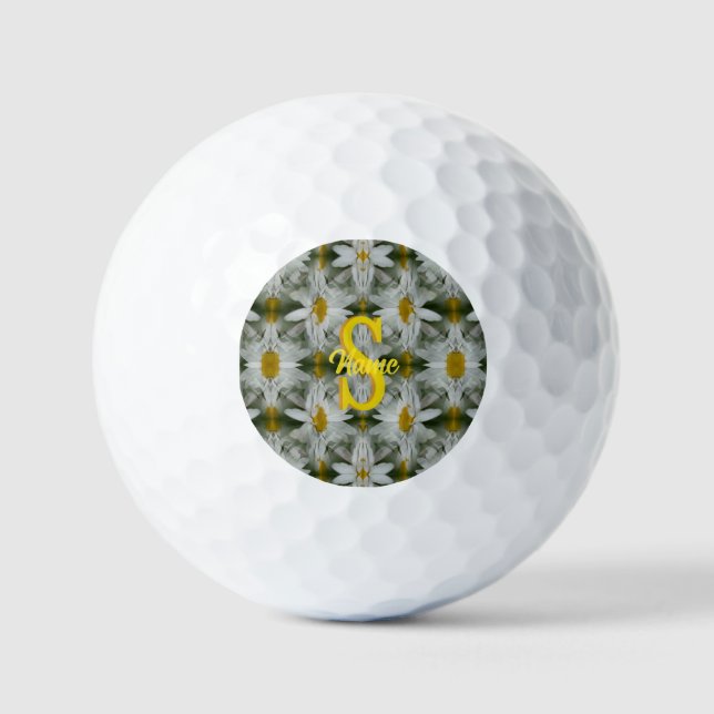Personalised Monogram Initial Name Daisy Art Golf Balls (Front)