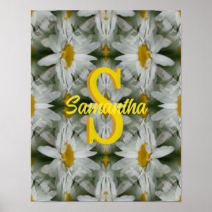 Personalised Monogram Initial Name Daisy Art Poster