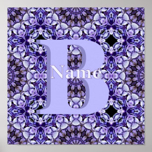 Personalised Monogram Initial Name Floral Art Poster