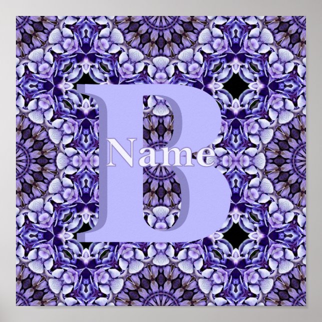Personalised Monogram Initial Name Floral Art Poster (Front)