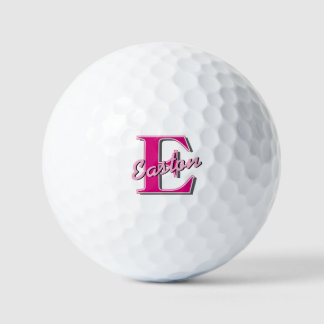 Personalised Monogram Initial Name Pink and Grey Golf Balls