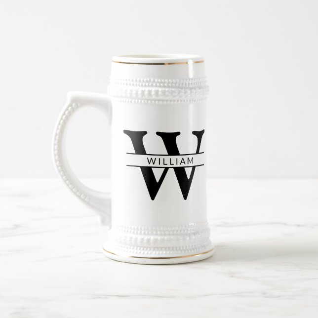 personalised monogram initial & name simple beer stein (Left)