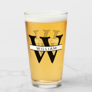 personalised monogram initial & name simple glass