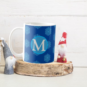 Personalised Monogram Initial Snowflake Coffee Mug