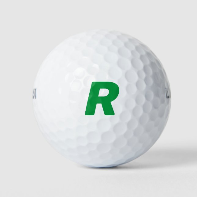 Personalised Monogram Initials Yellow Green Custom Golf Balls (Front)