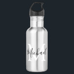Personalised Monogram Kids Back To School  532 Ml Water Bottle<br><div class="desc">Send your kids back to school in style, with these stylish monogram water bottles. Perfect for trips to the park, beach, sports, and picnics. The bottle features your childs initial and name, all font styles, size and colour of text can be changed by clicking on the customise further link after...</div>