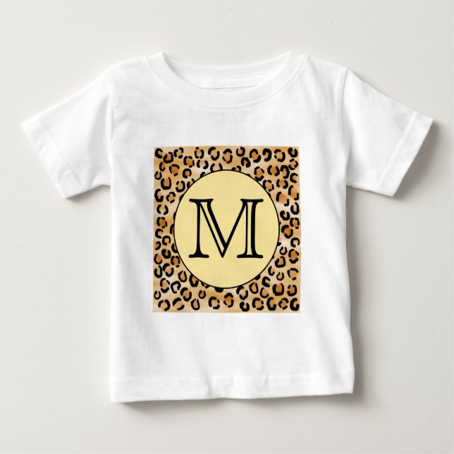 Personalised Monogram Leopard Print Pattern. Baby T-Shirt (Front)