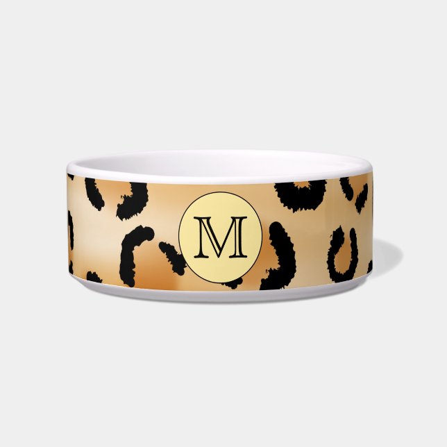 Personalised Monogram Leopard Print Pattern. Bowl (Front)