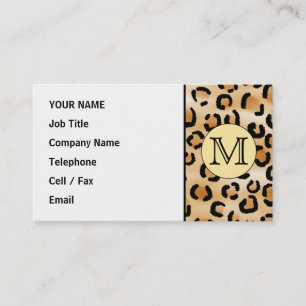 Personalised Monogram Leopard Print Pattern. Business Card