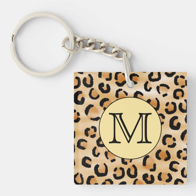 Personalised Monogram Leopard Print Pattern. Key Ring (Front)