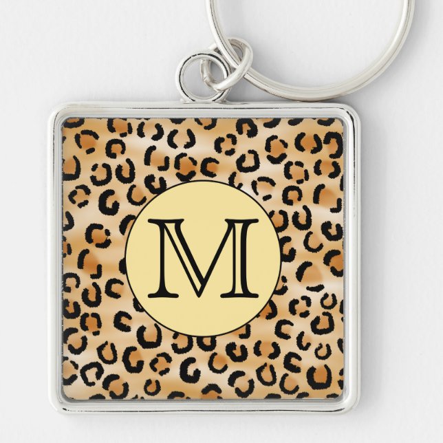 Personalised Monogram Leopard Print Pattern. Key Ring (Front)