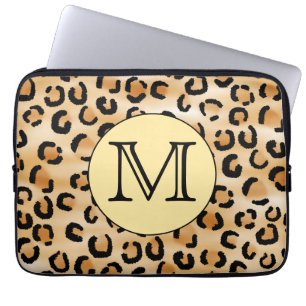 Personalised Monogram Leopard Print Pattern. Laptop Sleeve