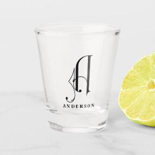 Personalised Monogram Letter A with Last Name Shot Glass