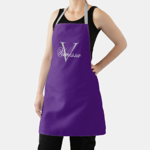 Personalised Monogram Letter And Name Purple Apron