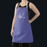 Personalised Monogram Letter/Name Periwinkle Apron<br><div class="desc">Personalise this modern periwinkle apron with a name in white text and an initial in grey text. A great gift for the cook or baker in your life.</div>
