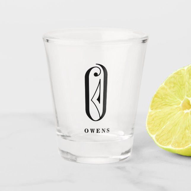 Personalised Monogram Letter O with Last Name Shot Glass (Front)