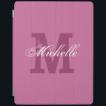 Personalised monogram magnetic iPad cover | Pink<br><div class="desc">Personalised monogram magnetic iPad cover | Pink. Custom name cover with monogrammed letter. Vintage and elegant script typography text. Nice gift idea for Birthday or Christmas. Suitable for men women and kids.</div>