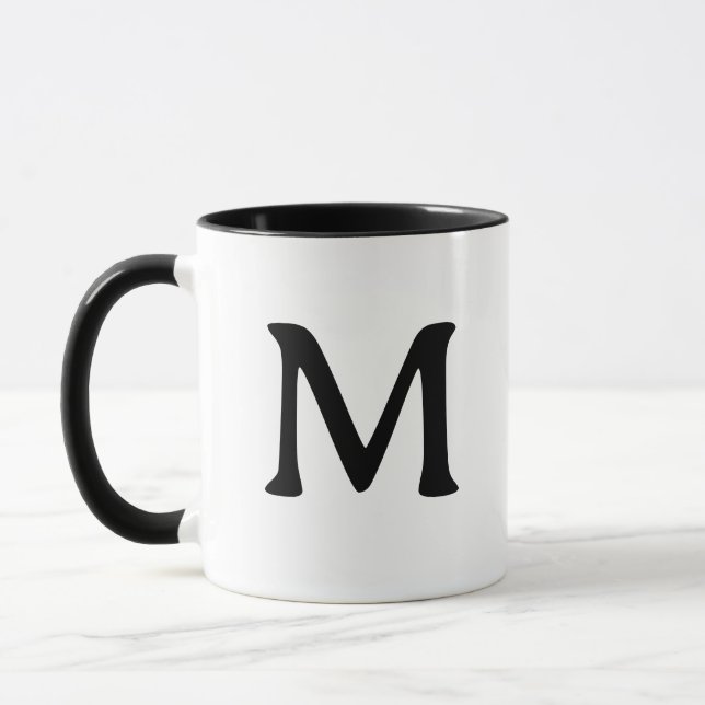 Personalised Monogram Modern Black White Mug (Left)