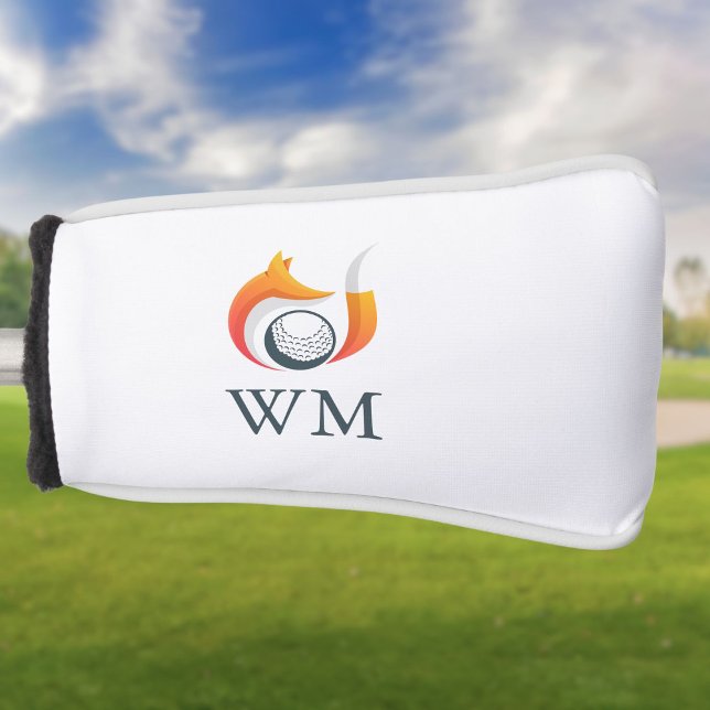 Personalised Monogram Modern Fox And Ball  Golf Head Cover (Personalized Monogram Modern Fox And Ball Golf Head Cover)