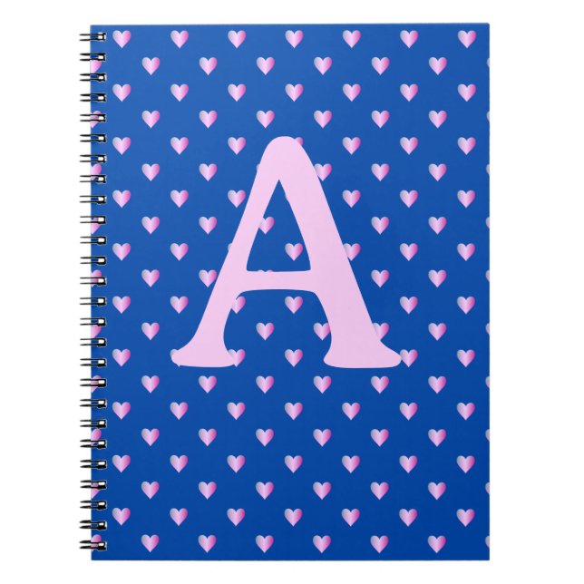 Personalised Monogram Modern Hearts Pattern Notebook (Front)