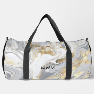 Personalised Monogram Modern Marble Duffle Bag